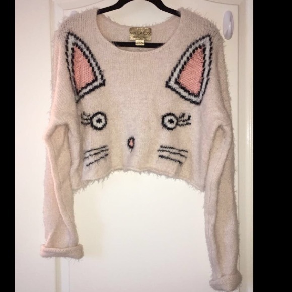Wildfox Couture Fuzzy Baby Cropped Billy Sweater - Picture 1 of 4